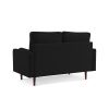 57.1' Upholstered Sofa Couch Furniture, Modern Velvet Loveseat, Tufted 3-seater Cushion with Bolster Pillows - Black