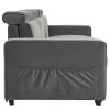 306*96*83cm Velvet, 26cm Fully Removable Armrests, Three-Seater With Side Pockets, Backrest Pull Points, Indoor Multi-Person Sofa, Dark Gray