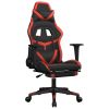 Gaming Chair with Footrest Black and Red Faux Leather