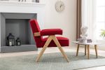 Leisure Chair with Solid Wood Armrest and Feet, Mid-Century Modern Accent chair, for Living Room Bedroom Studio chair