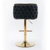 A&A Furniture,Swivel Barstools Adjusatble Seat Height, Modern PU Upholstered Bar Stools with the whole Back Tufted, for Home Pub and Kitchen Island(Bl