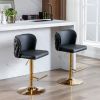 A&A Furniture,Swivel Barstools Adjusatble Seat Height, Modern PU Upholstered Bar Stools with the whole Back Tufted, for Home Pub and Kitchen Island(Bl
