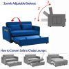 Convertible Sofa Bed, 3-in-1 Versatile Velvet Double Sofa with Pullout Bed, Seat with Adjustable Backrest, Lumbar Pillows, and Living Room Side Pocket
