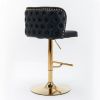 A&A Furniture,Swivel Barstools Adjusatble Seat Height, Modern PU Upholstered Bar Stools with the whole Back Tufted, for Home Pub and Kitchen Island(Bl
