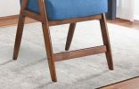 Contemporary Design 1pc Counter Height Chair Stylish Durable Wooden Blue Fabric Upholstery Cushioned Seat Backrest Home Furniture