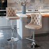 A&A Furniture,Swivel Velvet Barstools Adjusatble Seat Height from 25-33 Inch, Modern Upholstered Chrome base Bar Stools with Backs Comfortable Tufted