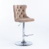 A&A Furniture,Swivel Velvet Barstools Adjusatble Seat Height from 25-33 Inch, Modern Upholstered Chrome base Bar Stools with Backs Comfortable Tufted