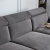 306*96*83cm Velvet, 26cm Fully Removable Armrests, Three-Seater With Side Pockets, Backrest Pull Points, Indoor Multi-Person Sofa, Dark Gray