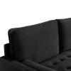 57.1' Upholstered Sofa Couch Furniture, Modern Velvet Loveseat, Tufted 3-seater Cushion with Bolster Pillows - Black