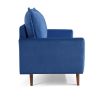 69' Upholstered Velvet Sofa Couch, Modern Craftsmanship Seat with 3-Seater Cushions & Track Square Armrest - Blue