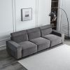 306*96*83cm Velvet, 26cm Fully Removable Armrests, Three-Seater With Side Pockets, Backrest Pull Points, Indoor Multi-Person Sofa, Dark Gray