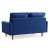 69' Upholstered Velvet Sofa Couch, Modern Craftsmanship Seat with 3-Seater Cushions & Track Square Armrest - Blue