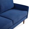 69' Upholstered Velvet Sofa Couch, Modern Craftsmanship Seat with 3-Seater Cushions & Track Square Armrest - Blue