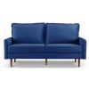 69' Upholstered Velvet Sofa Couch, Modern Craftsmanship Seat with 3-Seater Cushions & Track Square Armrest - Blue
