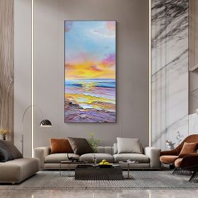 Hand Painted Oil Painting Large Hand Painted Beach Sunset Seascape Oil Painting On Canvas Art Textured Art Palette Knife Art Painting Living Room Deco (style: 1, size: 90x120cm)
