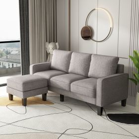 Modern Living Room Furniture L Shape Sofa with Ottoman (Color: Light Grey)