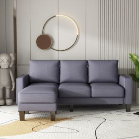 Modern Living Room Furniture L Shape Sofa with Ottoman (Color: Dark Grey)