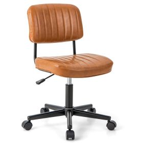 PU Leather Adjustable Office Chair  Swivel Task Chair with Backrest (Color: Orange)