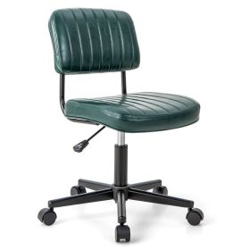 PU Leather Adjustable Office Chair  Swivel Task Chair with Backrest (Color: Green)