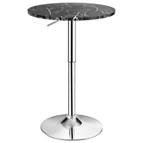 360¬∞ Swivel Round Pub Table with Height Adjustable (Color: Black)