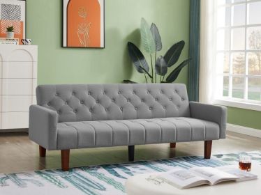 Factory Tufted Back Sofa Mid-Century Convertible Sofa Bed for Living Room (Color: Gray)