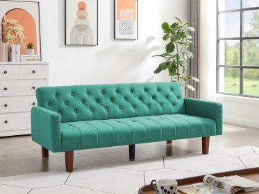 Factory Tufted Back Sofa Mid-Century Convertible Sofa Bed for Living Room (Color: Green)