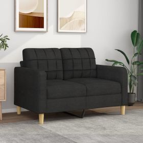 2-Seater Sofa Black 47.2" Fabric (Color: Black)