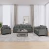 3 Piece Sofa Set with Pillows Dark Gray Fabric