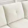 80' Convertible Sectional Sofa Couch;  3 Seats L-shape Sofa with Removable Cushions and Pocket;  Rubber Wood Legs