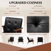 Mid Century Modern Accent Chair with Solid Rubber Wood Frame and Leather Cover