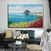 Handmade Oil Painting Floral Ocean Painting Italy Amalfi Seascape Painting Colorful flower Positano Coast Impasto painting Frameless Only Canvas