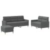 3 Piece Sofa Set with Cushions Dark Gray Fabric