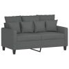3 Piece Sofa Set with Pillows Dark Gray Fabric