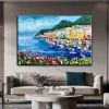 Handmade Oil Painting Floral Ocean Painting Italy Amalfi Seascape Painting Colorful flower Positano Coast Impasto painting Frameless Only Canvas