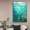 Hand Painted Oil Painting Abstract Underwater Landscape Oil Painting on Canvas Original Sunshine Painting Summer Wall Decor Living room Wall Decor Gre